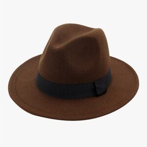 Brown Wide Brim Hat with Black Band